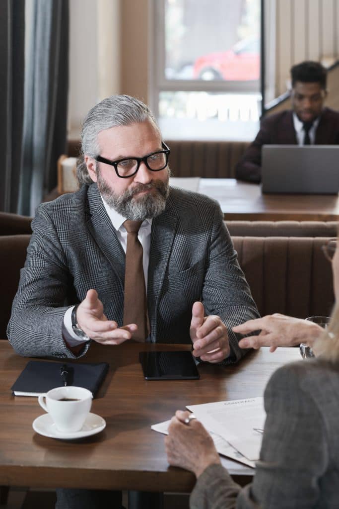 Lawyer sitting at meeting